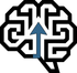 Black brain icon with a blue upward arrow in the center
