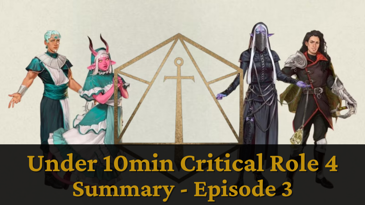 Campaign 4 - Episode 3 YouTube Four fantasy characters stand before a golden logo