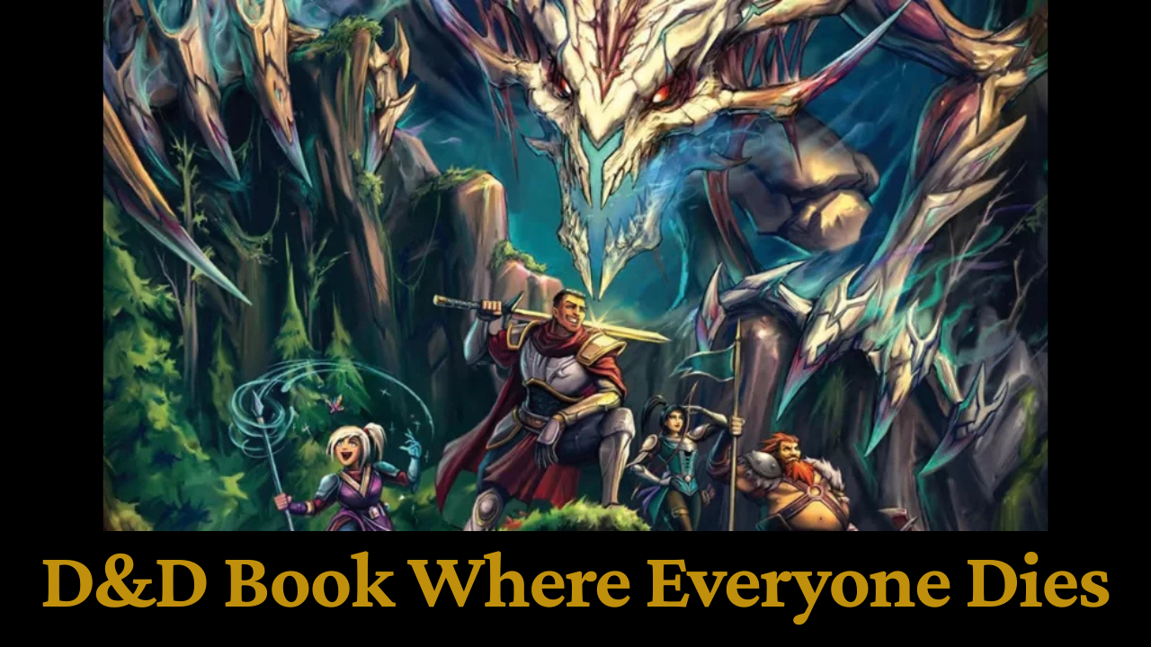 Group of fantasy figures facing a large, monstrous dragon in a forest.