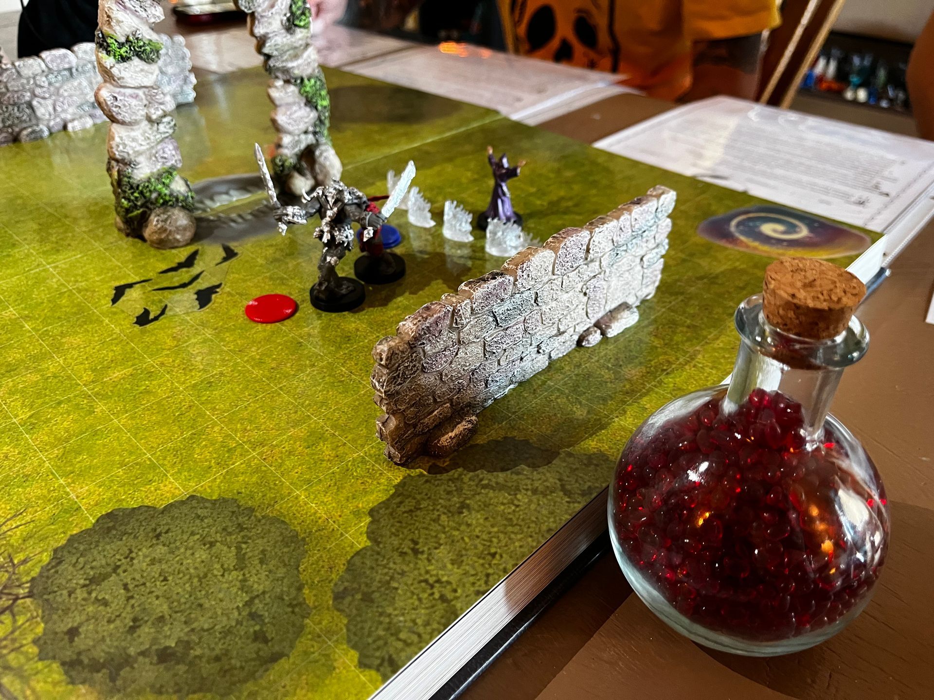 DnD Setup - Holiday Gifts D&D game setup: miniature figures on green map