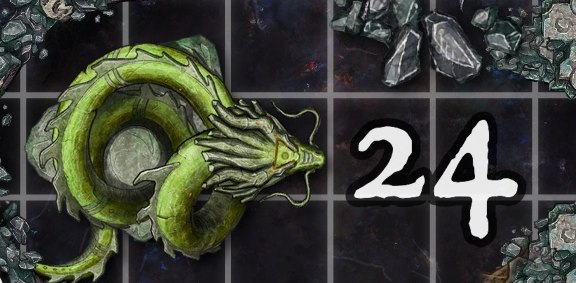 Dungeon A Day Crypt of the Plaguebringers Map 24 A green dragon statue in room 24 of the dungeon