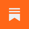 White bookmark icon with three horizontal lines on an orange background.