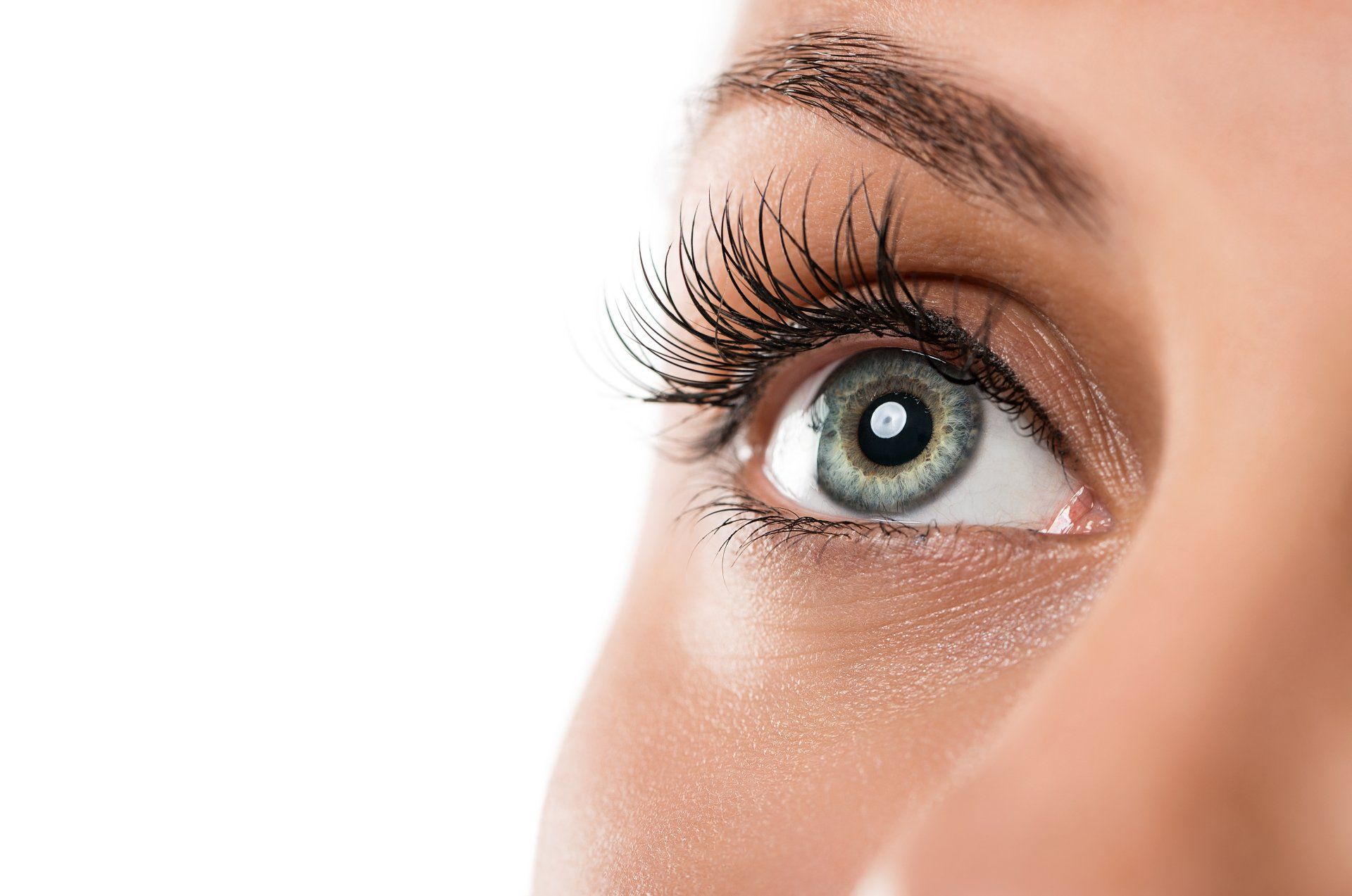 woman close up with pretty green eyes