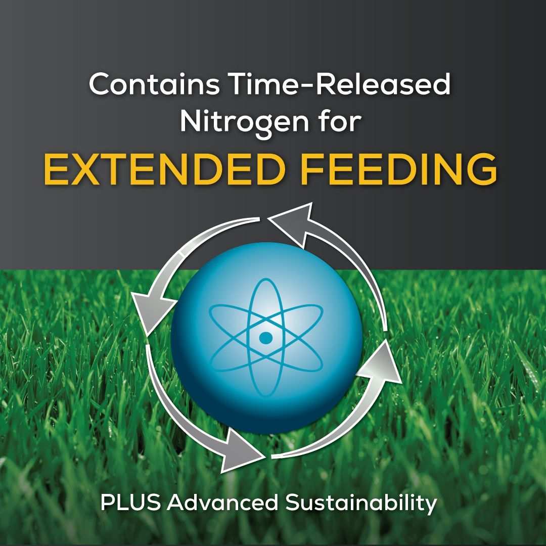 An advertisement for a product that contains time-released nitrogen for extended feeding