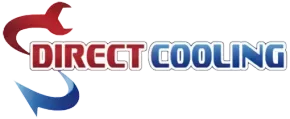 Direct Cooling logo in red, blue, and black with stylized curved arrows