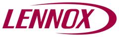 The lennox logo is a red and white logo on a white background.