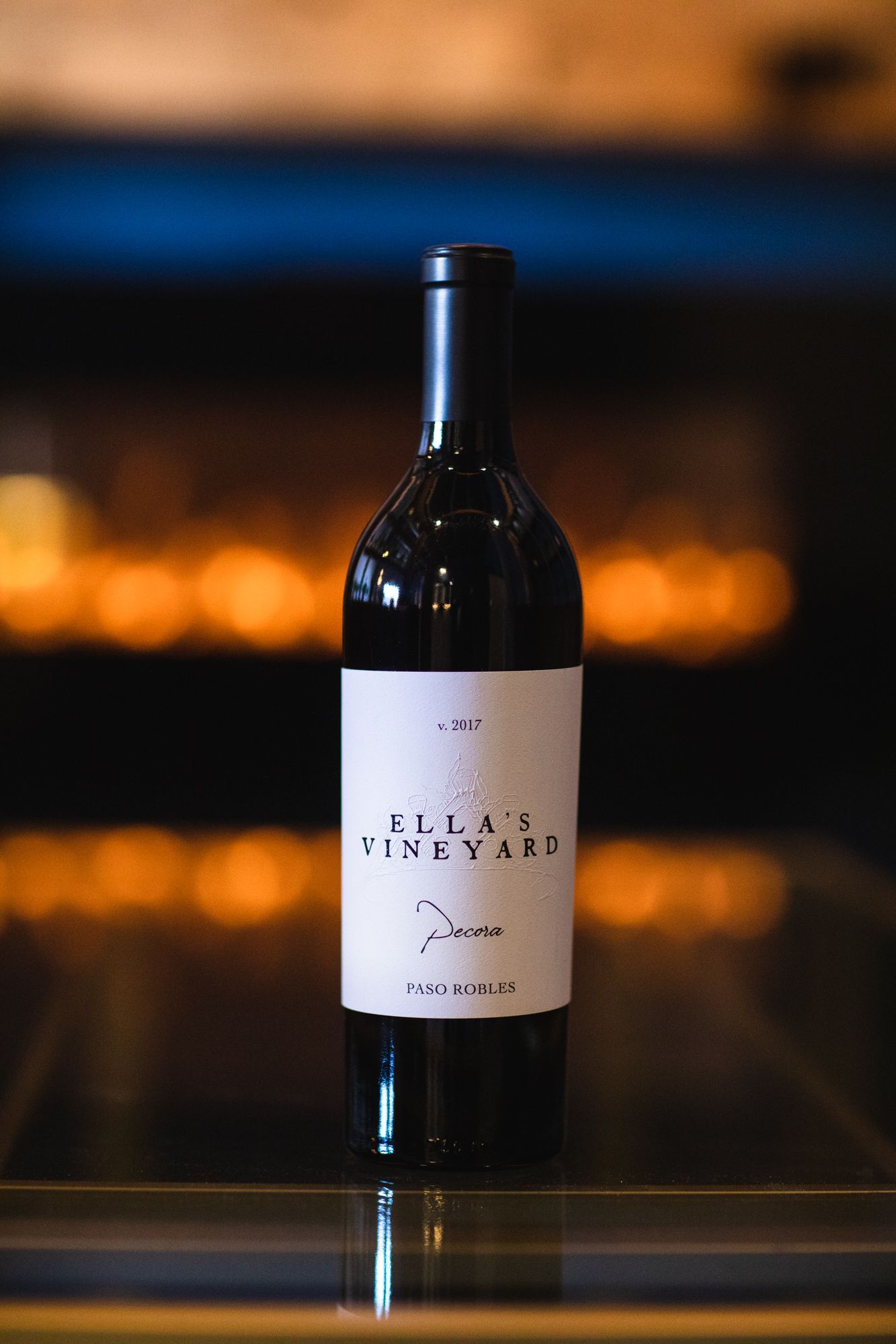 Wine bottle with white label, 