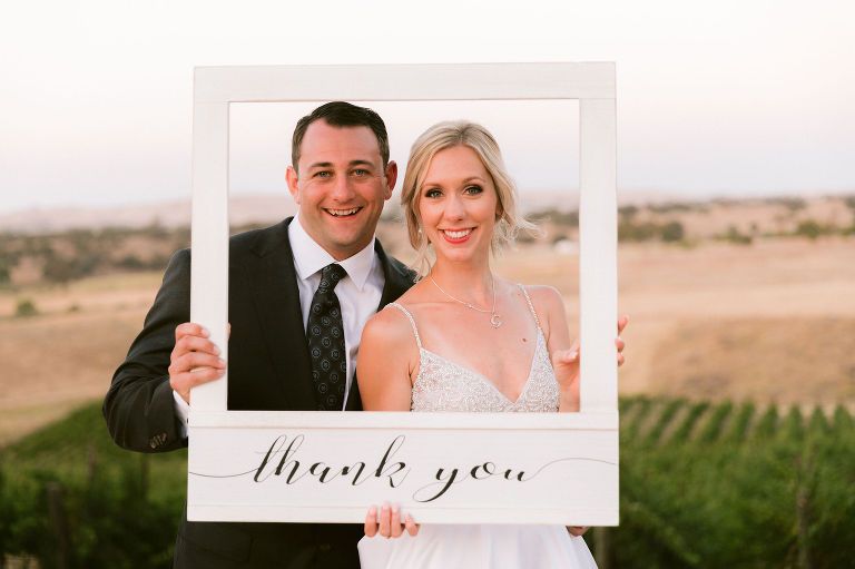 Wedding couple holding 