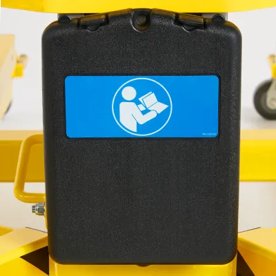 Robust waterproof document holder containing A5 Instruction Handbook.