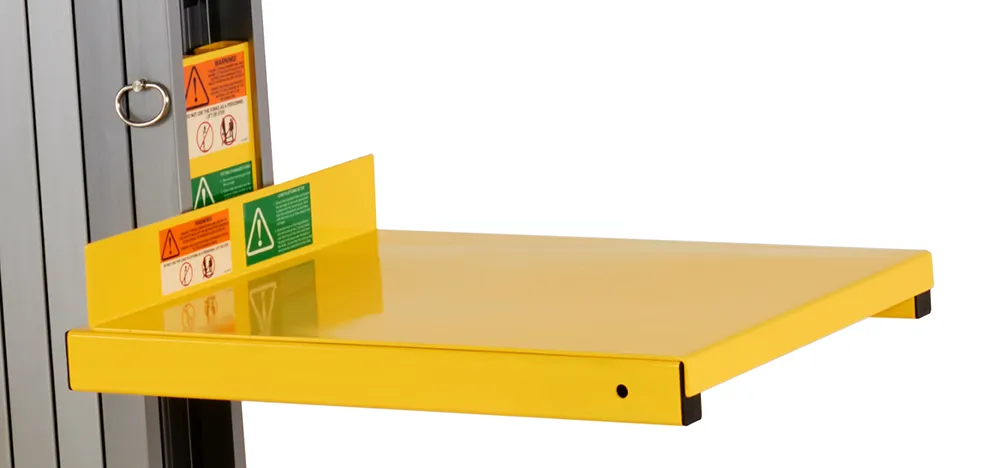 Load platform accessory fitted to the standard forks on a ToughLift material lift.