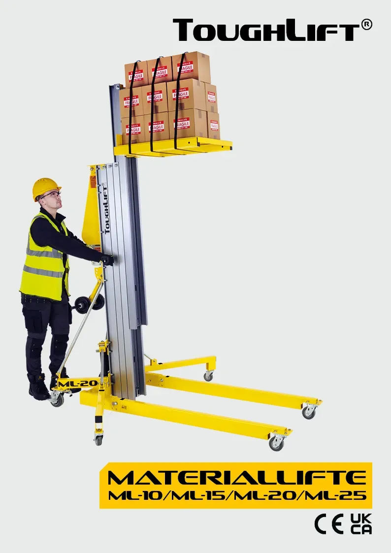 KLICKEN SIE HIER, um die ToughLift®-Materialaufzüge-Broschüre herunterzuladen Cover der ToughLift-Materialaufzüge-Broschüre.