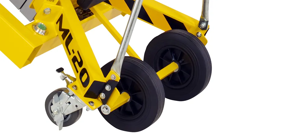 Rough Terrain Wheel Kit accessory fitted to a ToughLift ML-20 material lift.