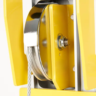 Wide aluminium first pulley wheel with sealed bearing.