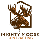 Brown moose logo above the words &ldquo;Mighty Moose Contracting&rdquo;