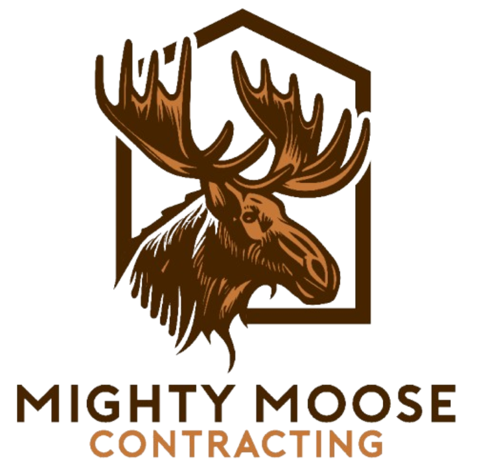 Brown moose logo above the words “Mighty Moose Contracting”