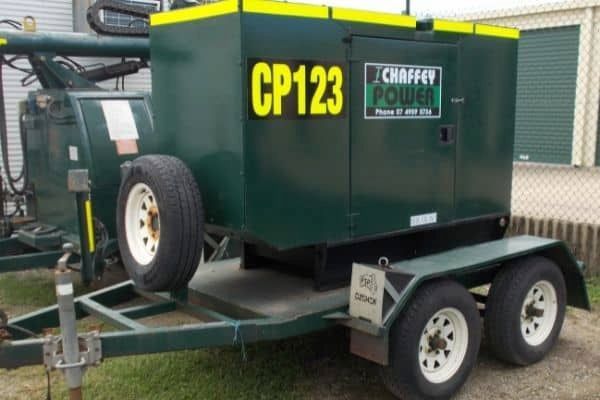 A Green Trailer With the Number Cp123 on It — Chaffey Power in West Mackay, QLD
