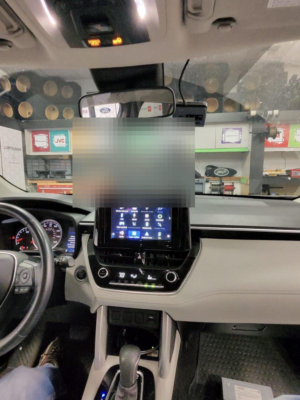 Toyota Corolla dash with a new touchscreen head unit