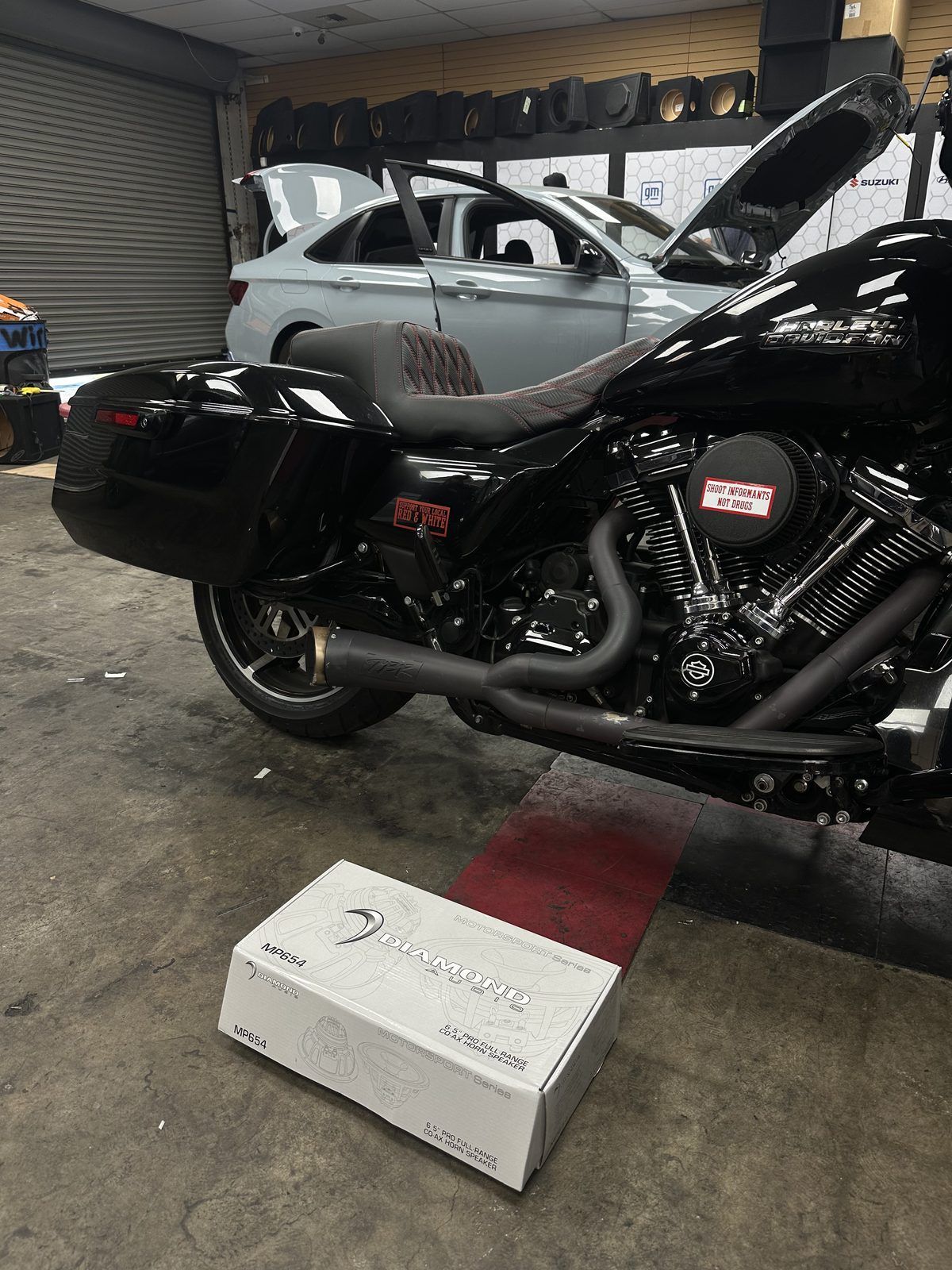 Black Harley-Davidson bagger in the West Coast bay