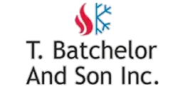 Logo of T. Batchelor And Son Inc. features fire and snowflake symbols, black text.