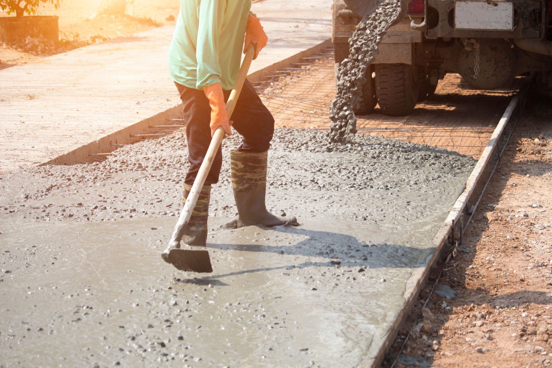 Spreading Wet Concrete