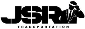 JSR Transportation logo with bold black letters and a suited driver silhouette