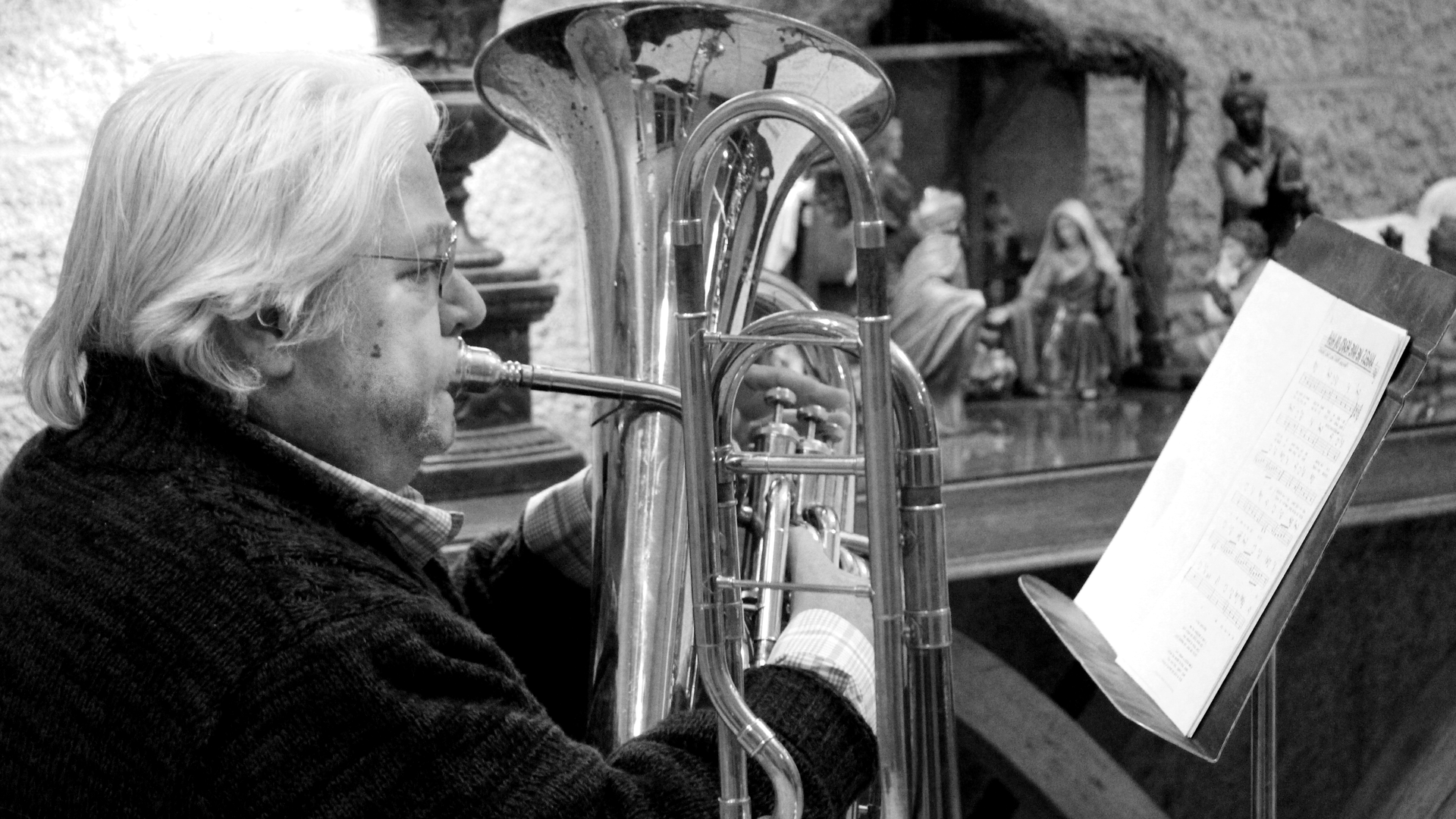 Steve Wilfong plays the trombone at Aldersgate United Methodist Church in north Durham