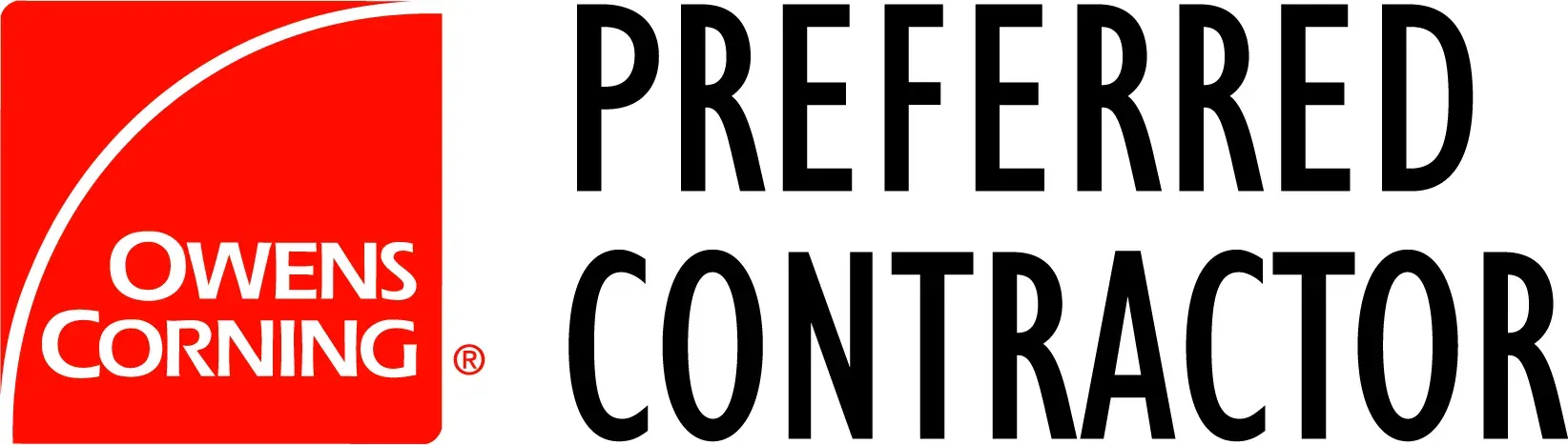Owens Corning Preferred Contractor logo in red, black, and white