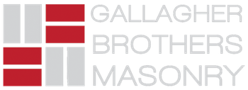 Gallagher Brothers Masonry logo with red and gray brick pattern.