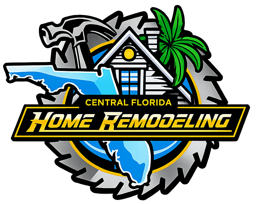 Central Florida Home Remodeling logo with house, palm tree, saw blade, and Florida map