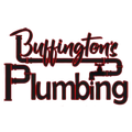 Logo for Buffington's Plumbing: Text with a pipe design.