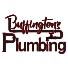 Logo for Buffington's Plumbing: Text with a pipe design.