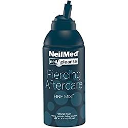 NeilMed piercing aftercare fine mist bottle in dark teal and white branding