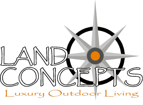 Land Concepts logo with compass rose and &ldquo;Luxury Outdoor Living&rdquo; text