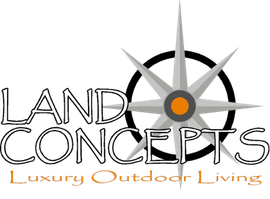 Land Concepts logo with compass rose and &ldquo;Luxury Outdoor Living&rdquo; text