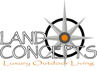 Land Concepts logo with compass rose and &ldquo;Luxury Outdoor Living&rdquo; text