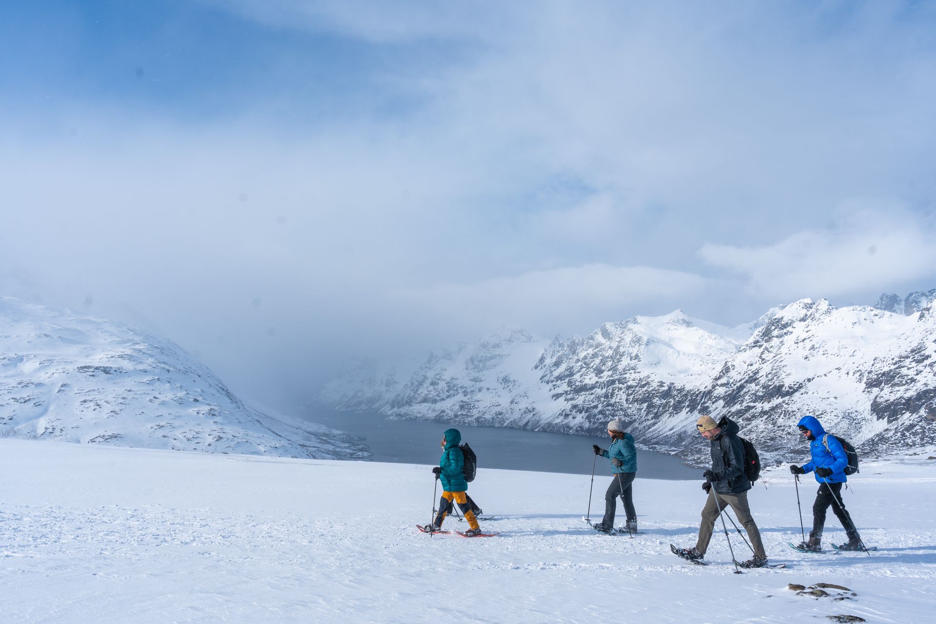 Small group snowshoe hike in Tromsø with Unique Norway guide