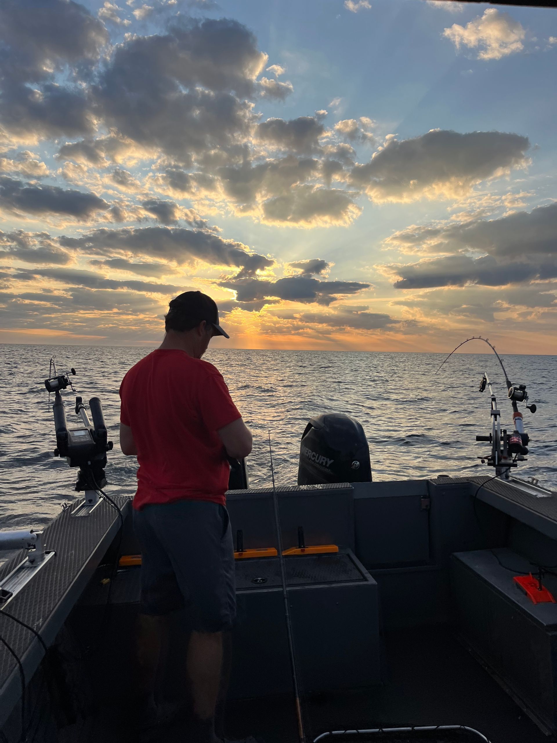 The Seaduck has a big back deck for fighting kings, salmon, and trout while trolling on Lake Michigan.