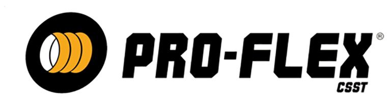 Pro-Flex logo with black circle containing a white and gold coil, and bold black text.