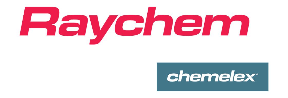 Raychem and Chemelex logos. Raychem in red, Chemelex in teal.