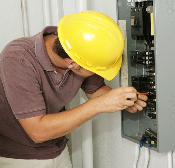 Commercial Electrician Wearing Hardhat