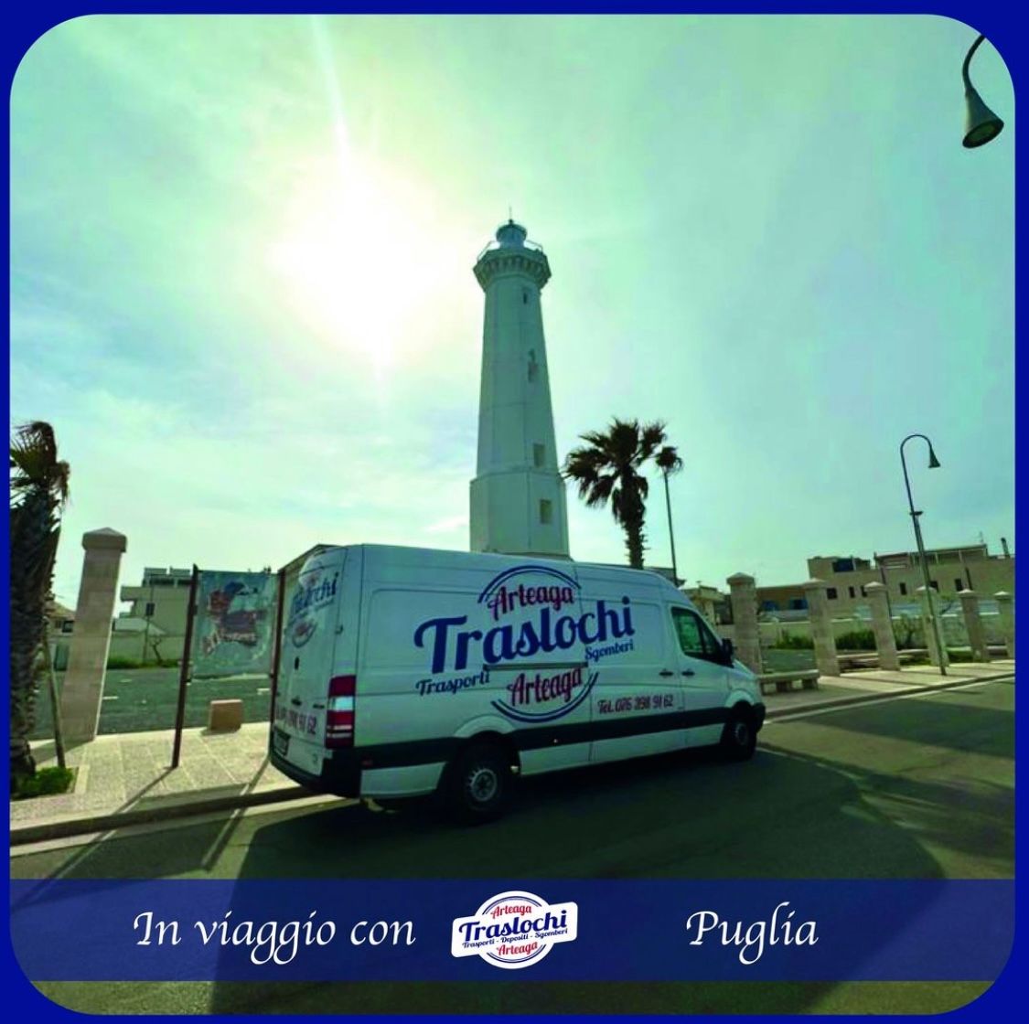 A white van with the word traslochi on it