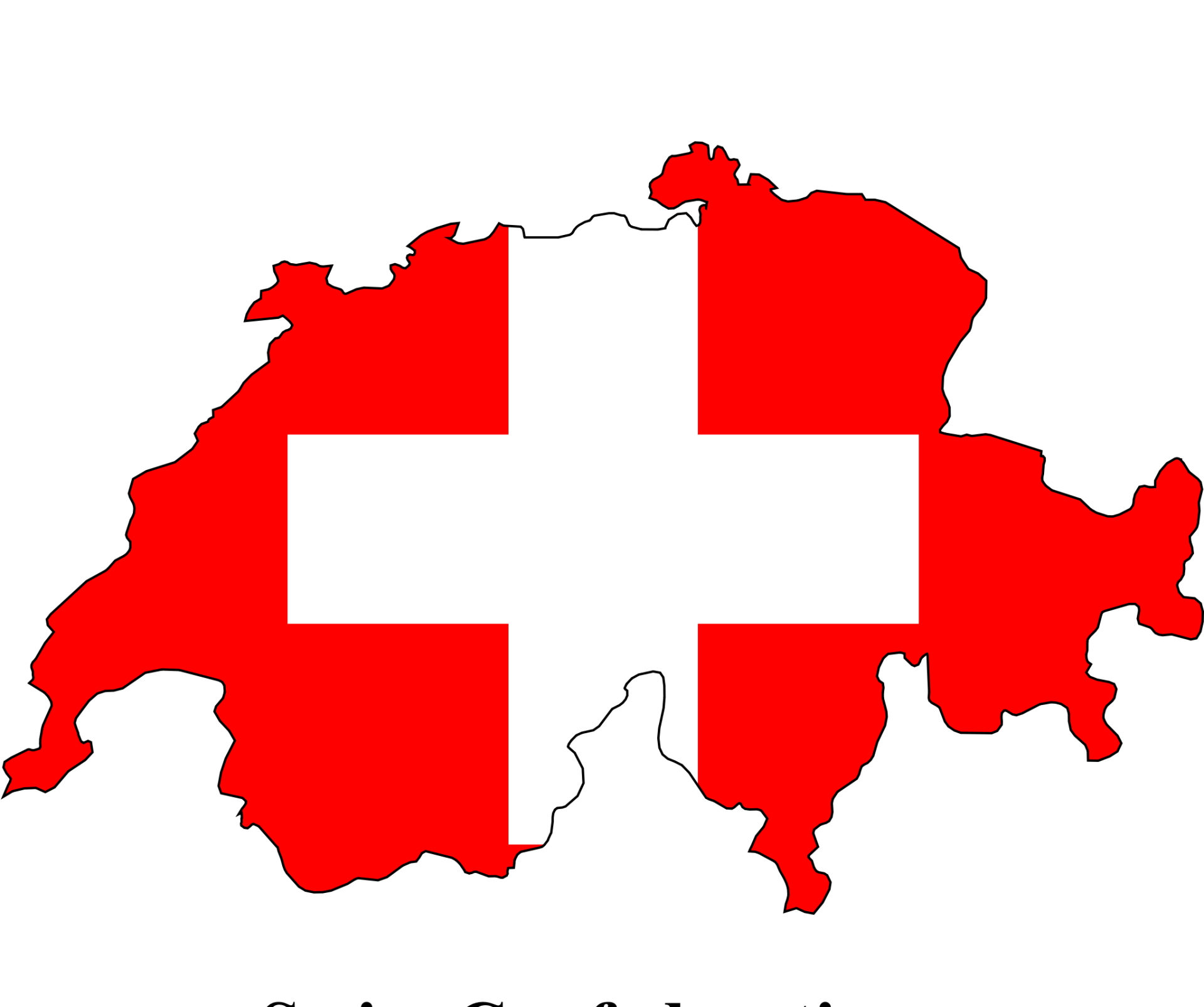 Mappa dello stato Svizzera con i colori della bandiera Svizzera rosso e bianco Mappa dello stato Svizzera con i colori della bandiera Svizzera