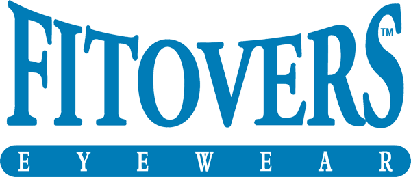 Fitovers Eyewear logo in blue and teal text