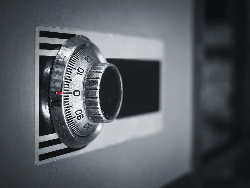 Close-up of a Safe Dial, Showing Numbers and a Red Indicator — CTS Locksmiths in Maroochydore, QLD