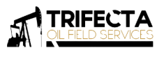 A logo for trifecta oil field services with a picture of an oil pump.