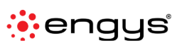 The engys logo is red and black with a white background