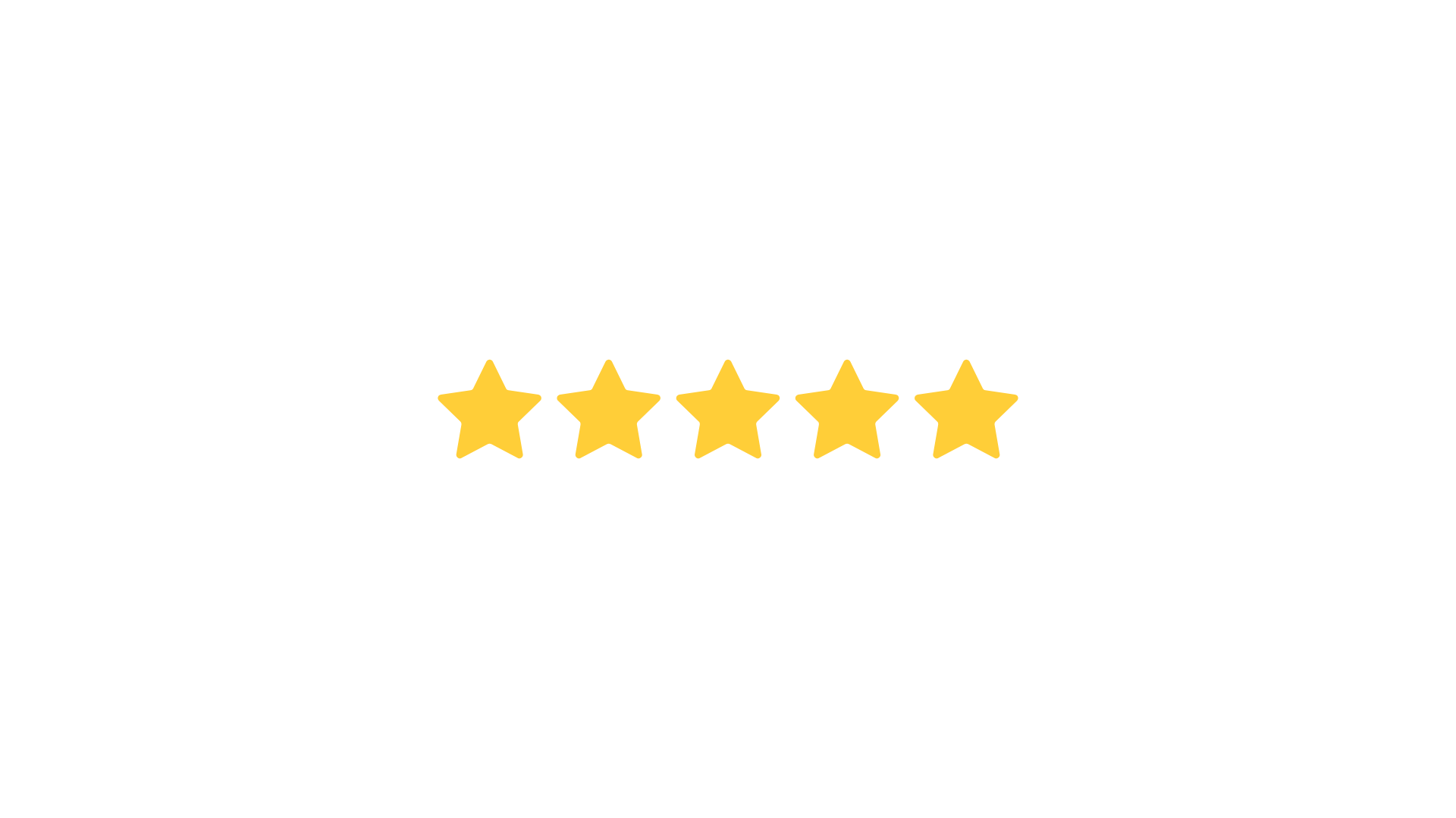 A row of four yellow stars on a white background.