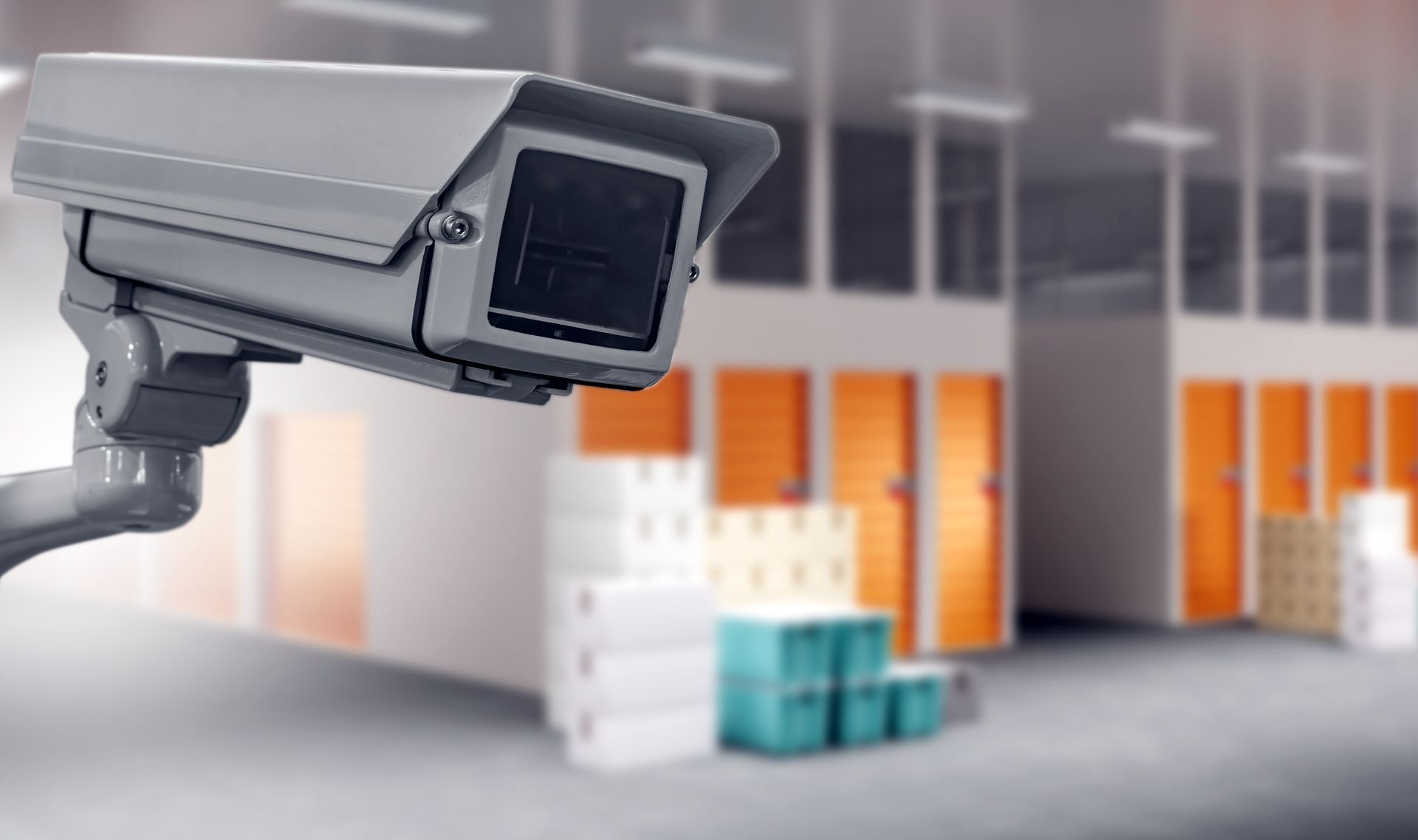 CCTV camera near storage units.