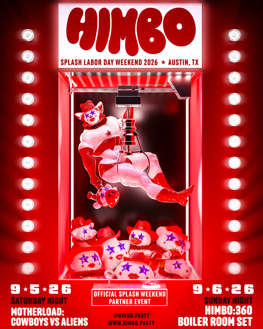 HIMBO and Splash Days Labor Day  party weekend in Austin, TX poster with circus-themed artwork