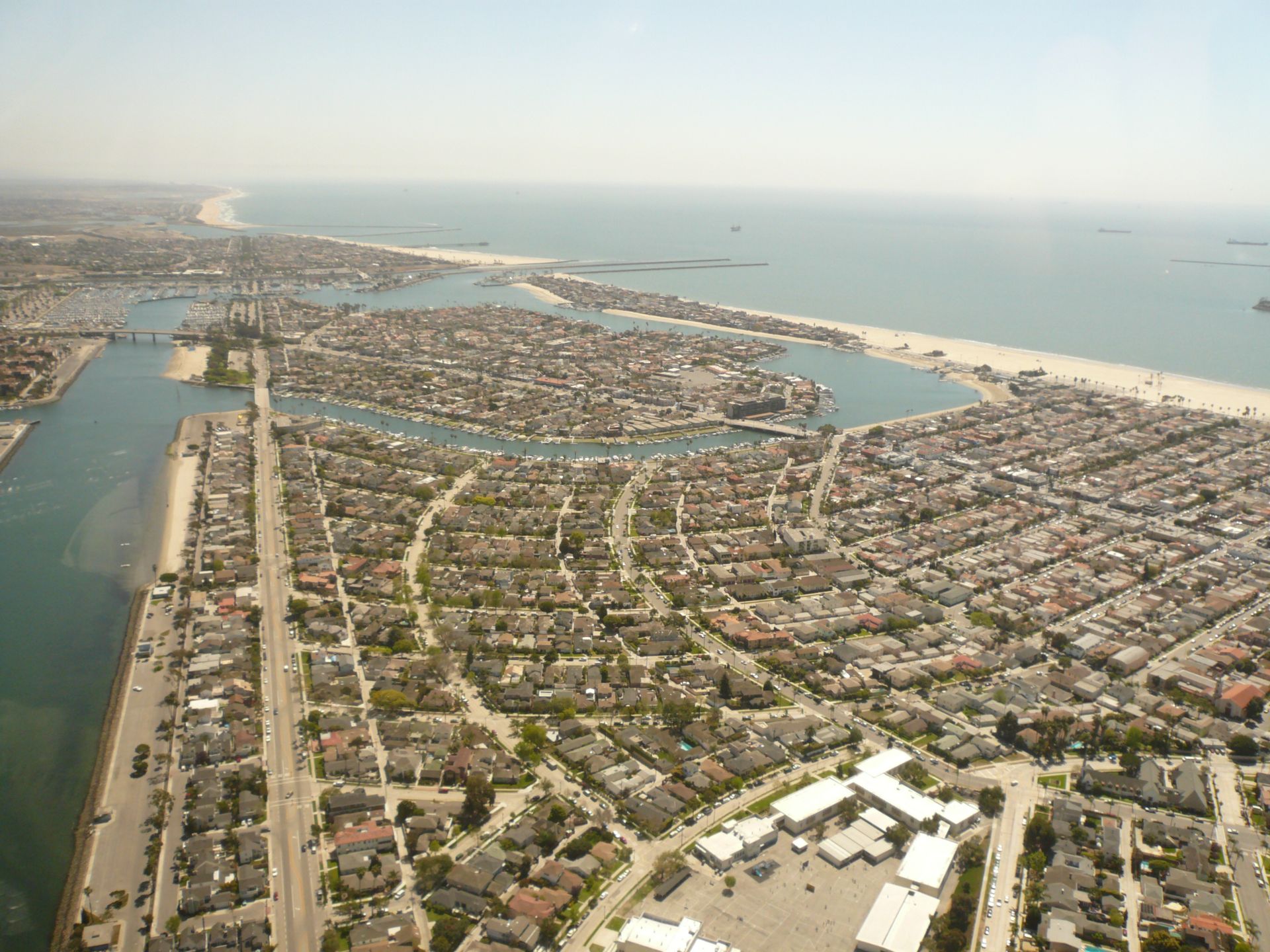 Aerial view of Belmont Park, Naples Island and the Peninsula in Long Beach